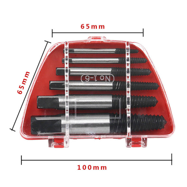 6st skadad bultskruvutdragare Lätt att ta bort trasiga skruvutdragare Set borttagningsverktyg med förvaringslåda för trasiga rörbultar Sunmostar