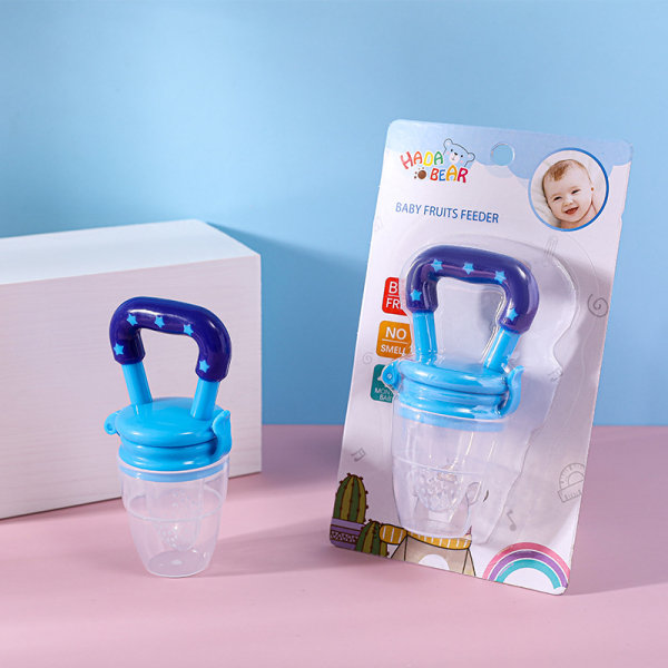2ST Baby – Fruktnapp – Baby + matnapp 3 till 24 månader BPA-fri – Baby – Fruktnapp för baby (blå)
