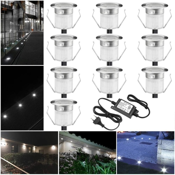 Lot de 10 Lampe de Spot LED Mini Ø18mm Eclairage encastré Inox pour Terrasse Enterré Plafonnier, IP67 Etanche DC12V Lumière Extérieure pour Sunmostar