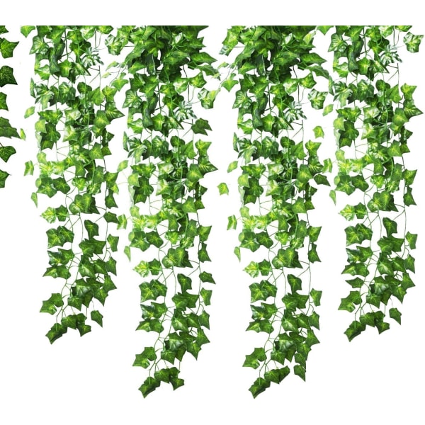 24-pack konstgjord murgrönagirland hängande krans - 24 trådar gröna löv - konstgjord hängande växt - för bröllopsfest, trädgård, väggdekoration Sunmostar