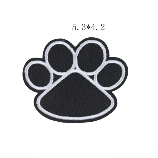 6st svarta strykjärn på lappar Hund PAW Stryk på sy på tyg Broderade lappar Applikationer Maskinbroderi
