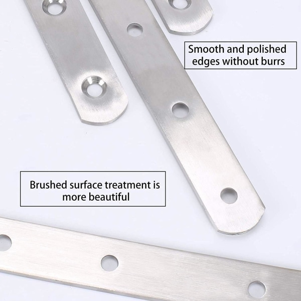 Metallmonteringsben Platta raka fästen Reparationsplattor Rostfria stålpläterade fästen för förstärkning Reparation av möbler fixering （4 Sunmostar