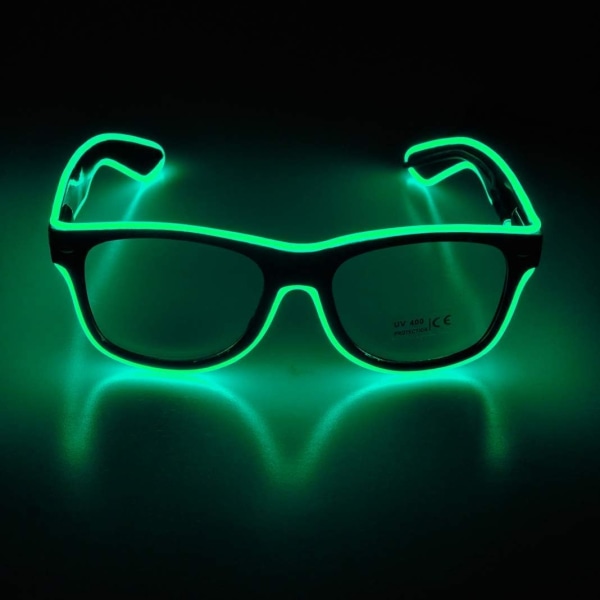 Light Up El Wire Neon Rave Glasögon Glow Blinkande LED Solglasögon Kostymer för fest, EDM, Halloween (grön)