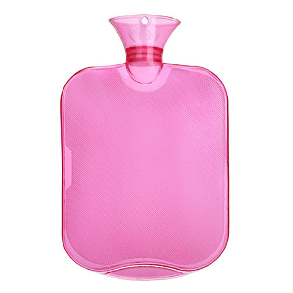 Betterlifefg-Gummi varmvattenflaska ,Transparent varmvattenpåse 1 liter- rosa röd