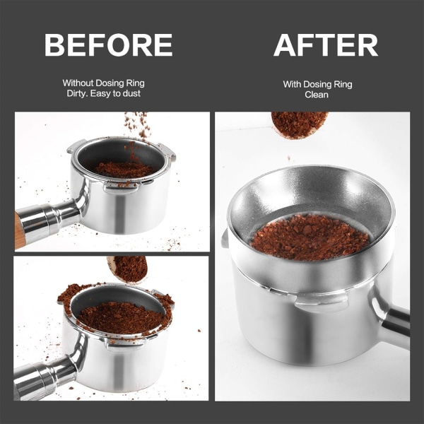 Kaffedoseringsring i aluminium, espressodoseringstratt Kaffemaskintillbehör med magnetisk ersättning för hem, café (58 mm)