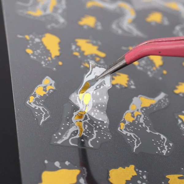 9 ark Fransk spets Marmor Nail Art Stickers Dekaler Självhäftande Vitguld Design Manikyr tips Nageldekoration för kvinnor Flickor Sunmostar
