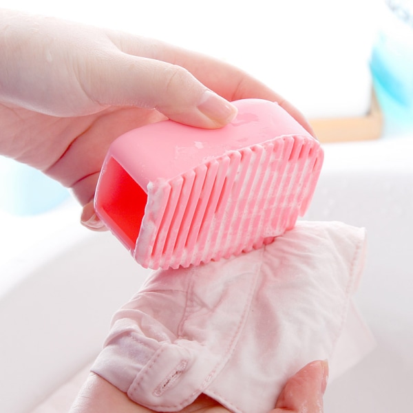 2 st Candy Color Pink Silikon Tvättbräda Creative Mini Handhållen Tvättbräda QYRoadWolf