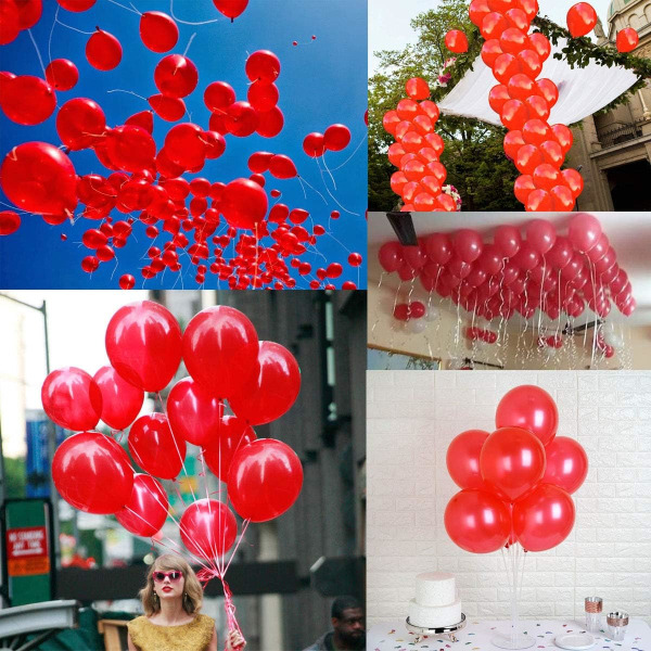 100 röda ballonger Röda ballonger. Uppblåsbara födelsedagsballonger 30cm / 2,2 g Romantisk dekoration och tillbehör för alla hjärtans dag-fest Sunmostar