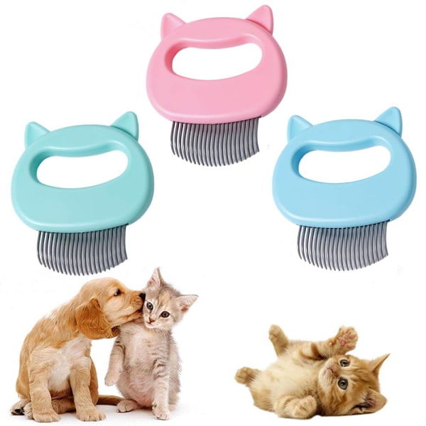 Kattkam Husdjur Katt Kort och långt hårborttagning Massageskal Kamverktyg för hundvalp Kaninkanin (3 delar)