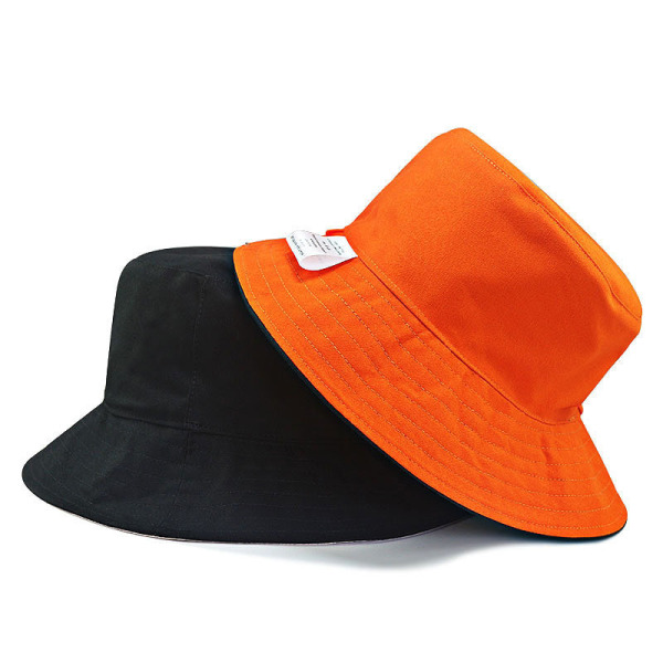 Bucket Hat Herr Plus Size, dubbelsidig printed stor visirhatt, svart orange QYRoadWolf