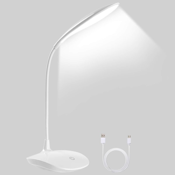 Lampe de Bureau à LED, Lampe de Lecture Led Pour Livre avec Câble USB, 15 LED, 3 Levelx de Luminosité, Flexibel 360, 1200mAh, Touch Control Sunmostar