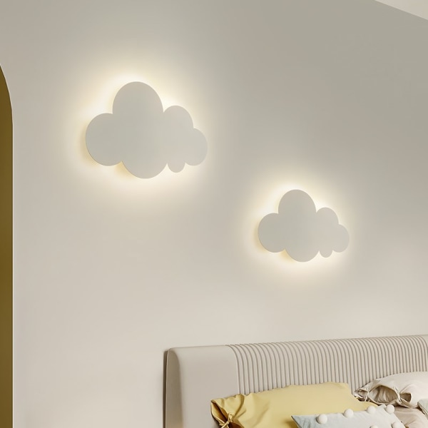 Vägglampa Molnljus inomhus Modern Vägglampa Akrylskärm med inbyggda LED-lampor för barn Varmbelysning i sovrummet Vit [Energiklass Sunmostar