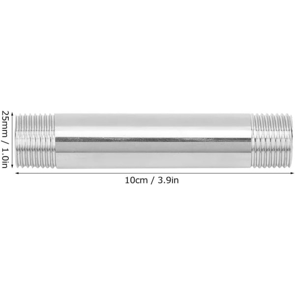 2 st Rörkopplingar i rostfritt stål med lika diameter gängade gjutjärnsrör Nippelkoppling Rörledningar VVS-kopplingar(25MM hangänga) Sunmostar
