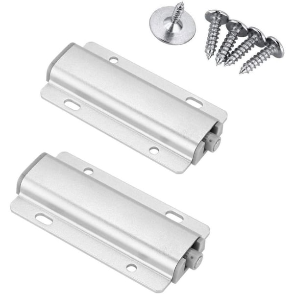 Set med 2 magnetiska dörrlås, aluminium, 8,7 x 4,5 cm, silver