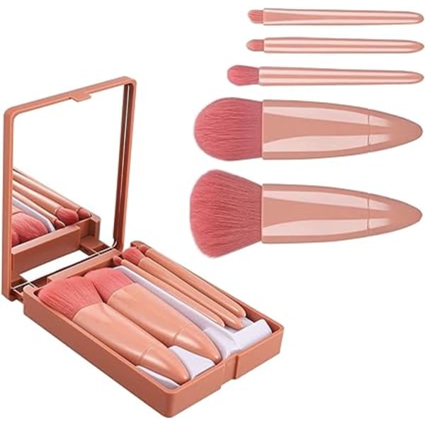 makeup borste set bärbar med spegel multifunktion lös puderborste rouge borste skönhetsverktyg Sunmostar