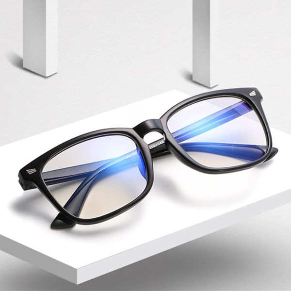 Anti-blåljusglasögon - Fashion Square Fake-glasögon, UV-block datorspelsglasögon, antiblåljusglasögon för kvinnor/män, svart
