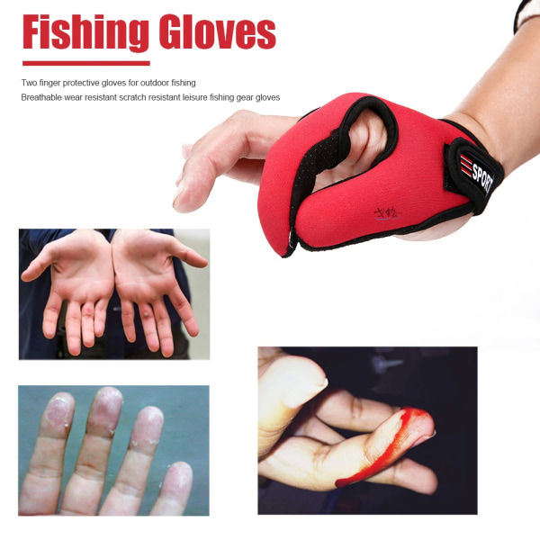 Fiskehandskar Protector Two Finger Anti-cut Anti Halk Fiskeredskap Handskar Finger Casting Glove Fisketillbehör,blå Betterlifefg