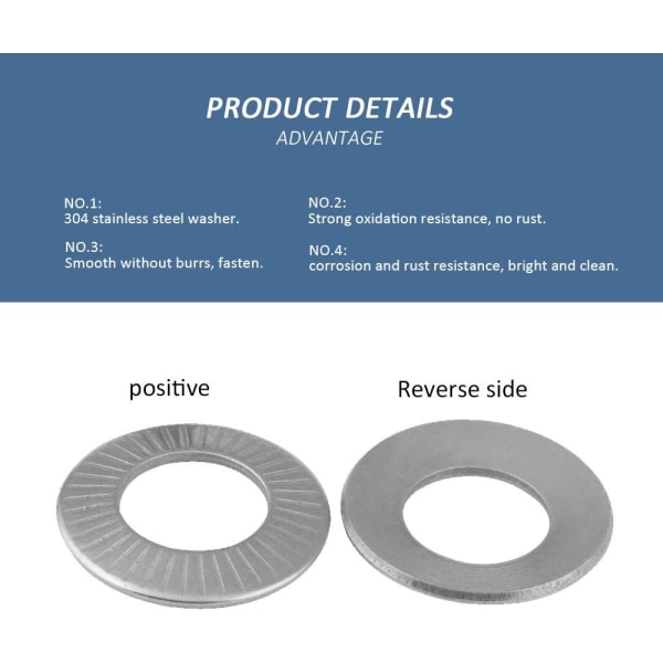 Anti-slip bricka - 304 rostfritt stål blombricka sadelpackning för mekanisk, M8 (inre: 8 mm, 20 st) Sunmostar