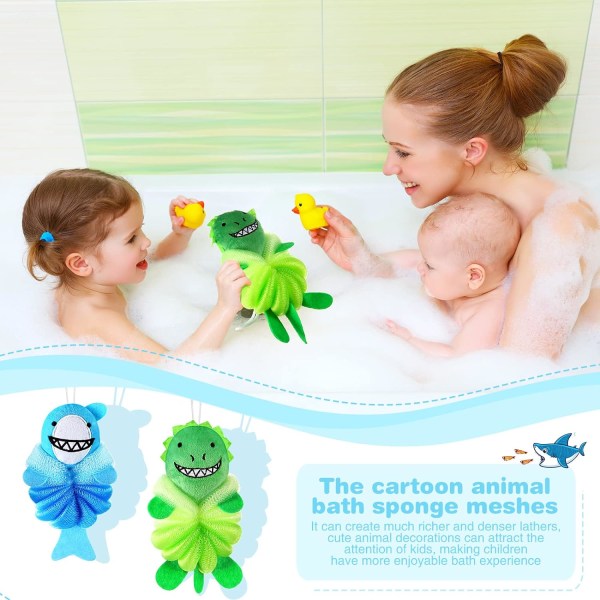 2 st Badkar Barn Toddler för barn Duschtvätt Exfoliering (djur)
