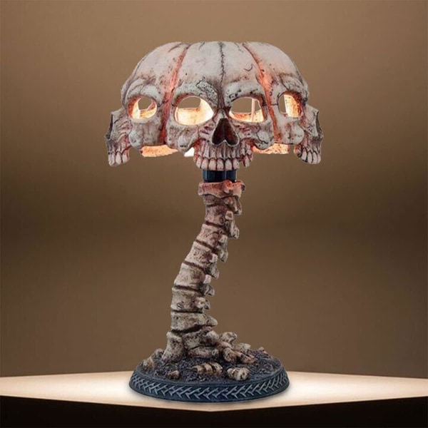 Skull LAMP,Skull and Spine Bordslampa,Gotisk bordslampa,3D Skelettlampa, Semesterpresent Halloween USB Skull Skrivbordslampa Sunmostar