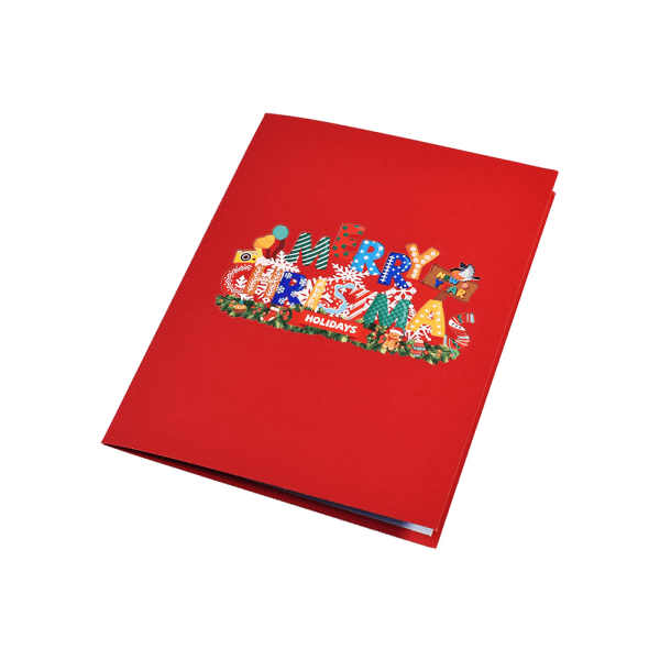2-pack pop-up gratulationskort, 3D laserskurna röda juldekorationer, handgjorda presentkort i papper