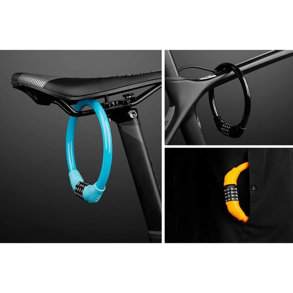 Cykellås - Bärbart minihänglås kan kombineras fritt - Perfekt för cykel, motorcykel, grind, staket (svart)