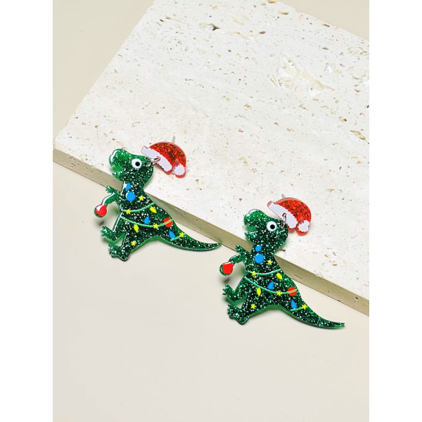 Julörhängen för kvinnor Pepparkakor Dinosaur Regnbågsörhängen Holiday Akrylörhängen Julsmycke present Sunmostar
