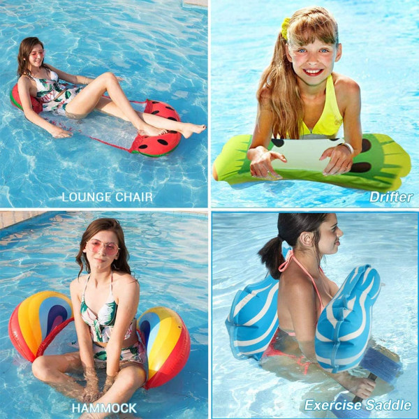 Ideal uppblåsbar flytande hängmatta Swan 4-i-1 poolhängmatta [Hängmatta + solstol + Drifter + träningssadel] för poolen Strand Hav - Blå