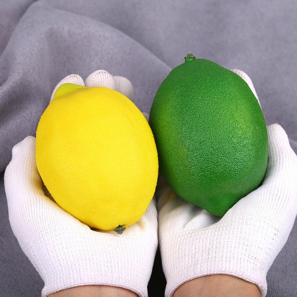 2 stycken hög simulerad citron modell falsk frukt citron grön citron tidig utbildning rekvisita dekoration skum frukt leksaker Betterlifefg