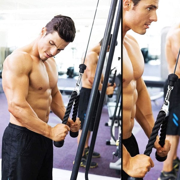 Triceps rep styrketräning Nylon Triceps rep och halkfria handtag - rygg, biceps, triceps, gym eller hem - svart BR-Vie