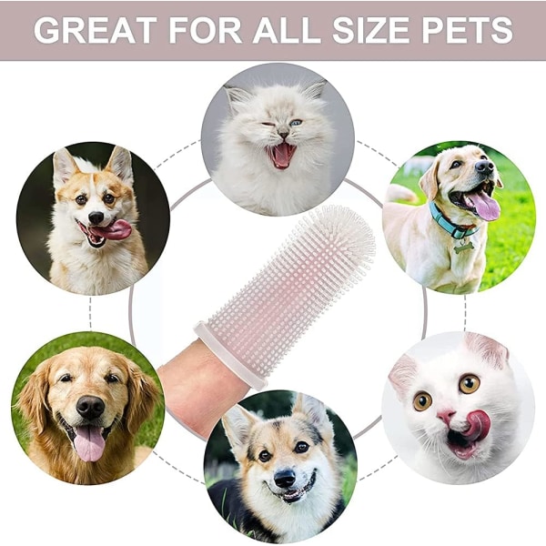Tandborste för husdjur, hundtandborste, katttandborste, fingertandborstar för sällskapsdjur i silikon, förbättrar munhygienen förhindrar plack