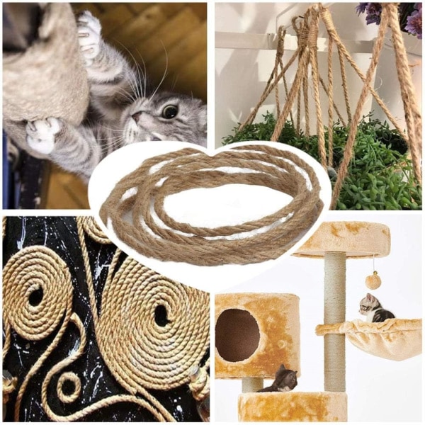 Corde d'arbre à chat en sisal naturel 30M, accessoarer de corde de sisal pour planche à gratter pour chat pour protéger les jouets de griffe Sunmostar