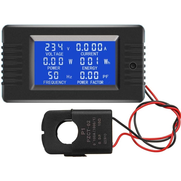 AC 80-260V 100A Ström Spänning Ampere Power Energi Panelmätare LCD Digital Display Amperemeter Voltmeter Multimeter med öppen CT Sunmostar