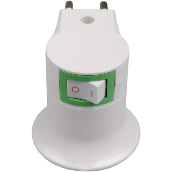 LED-lampa E27 Hane Sockel Typ EU-kontakt Adapter Omvandlare för lamphållare med På/Av-knapp (vit*2) Lefou Sunmostar