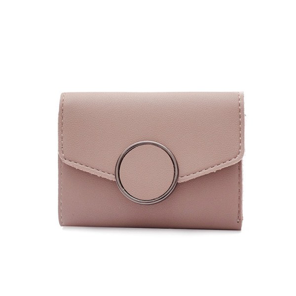 Runt spänne dekorativ plånbok kort liten fräsch plånbok studentväska stor kapacitet kortväska myntväska, rosa, 9*11*2cm Sunmostar