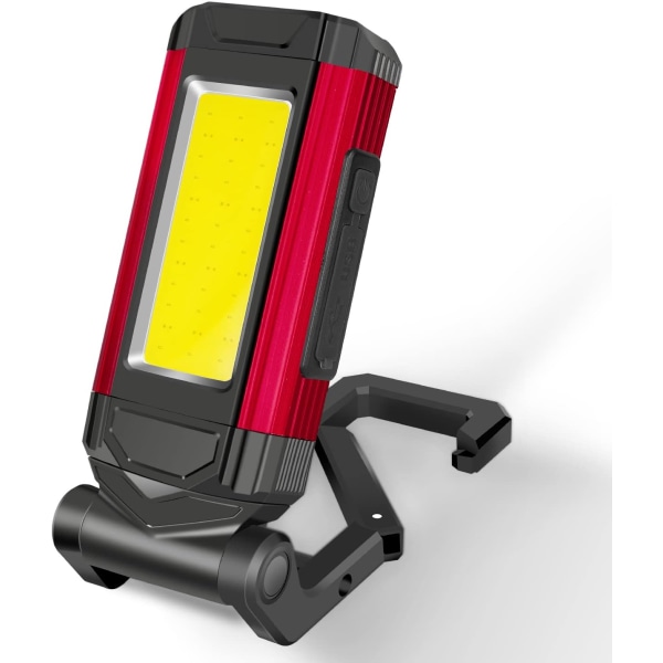 Kraftfull uppladdningsbar LED-arbetslampa, hopfällbar bärbar arbetslampa med rött ljus, ficklampa med 7 lägen lämplig för bilrecension, camping, Sunmostar