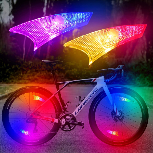 LED cykelhjulsljus, 4-pack, cykelekerljus med batterier ingår, cykelljus för hjul