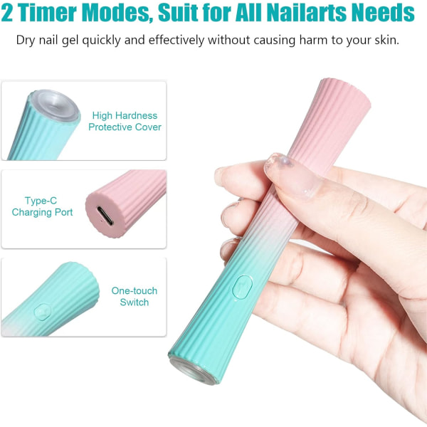 UV-ljus för naglar, bärbar mini-UV-lampa för gelnaglar, 3W handhållen UV-nagellampa för gelnaglar, LED-nagellampa Nageltorkargel för nagel Sunmostar