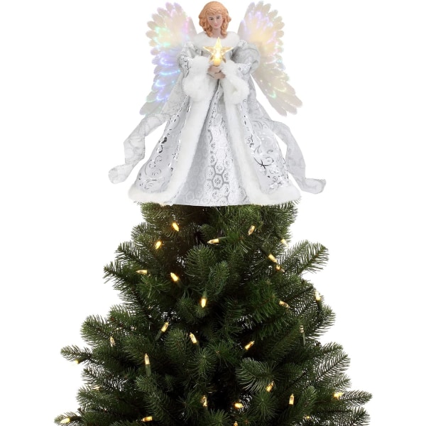 White Angel for Christmas Tree Topper - Glödande ängel - Julgransdekoration - Julfestdekoration - Julgransdekoration - Sunmostar