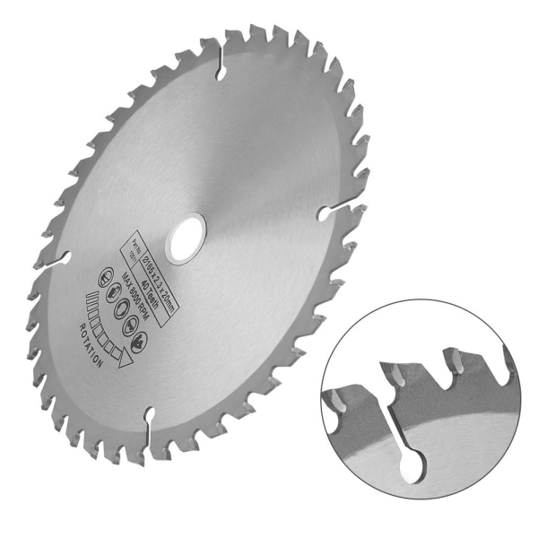 165 mm TCT-cirkelsågblad Silver roterande kapskiva för träkapning 40 tänder Oi-FRIS Sunmostar