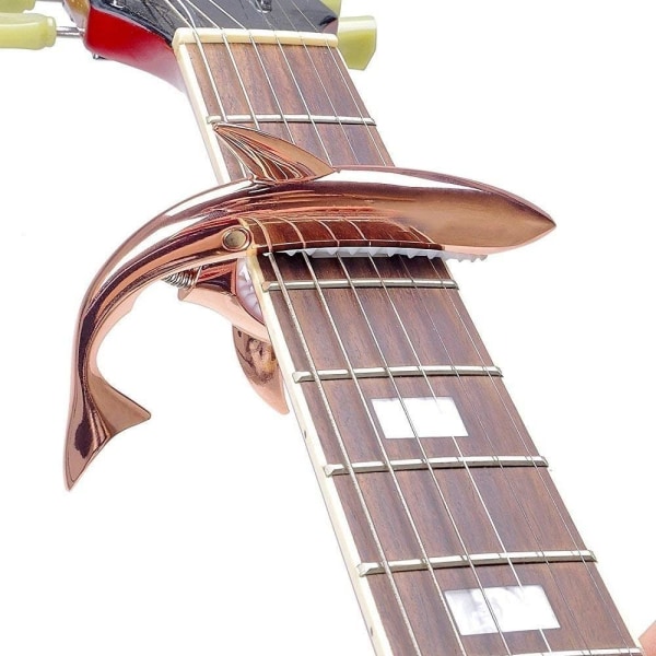 Zinklegering gitarr Capo Shark Capo för akustisk och elektrisk gitarr med bra handkänsla, ingen fret buzz och hållbar (rosa guld)-