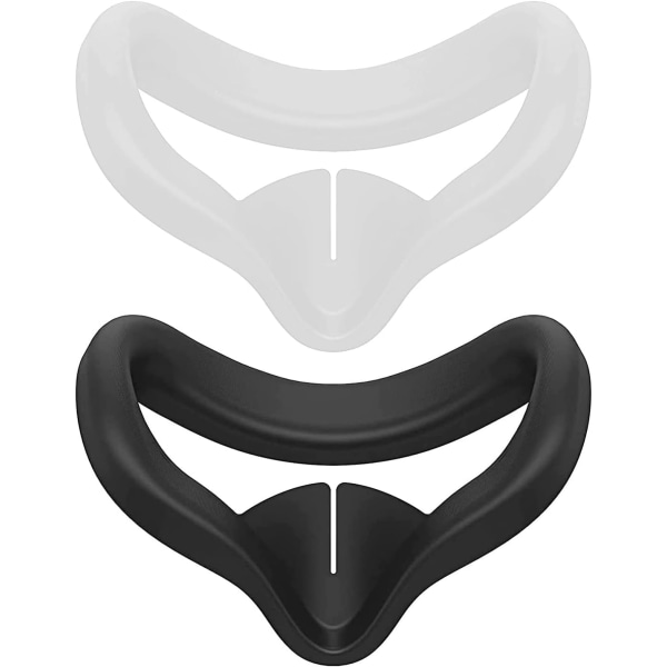 Kompatibel för Oculus Quest 2 VR Face Cover, 2 st (Vit + Svart), Premium Silikon, Vattentät Tvättbar