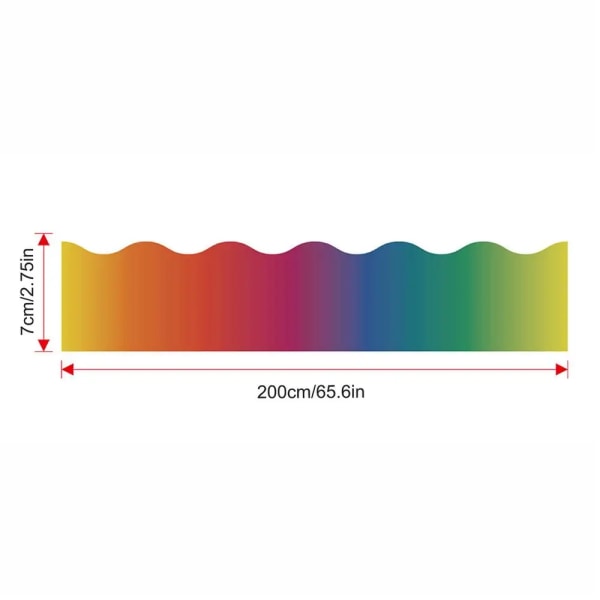 Färgglad anslagstavla trim Gradient Färgglad Rainbow Rolled Border Trim 7CM*20M Gradient