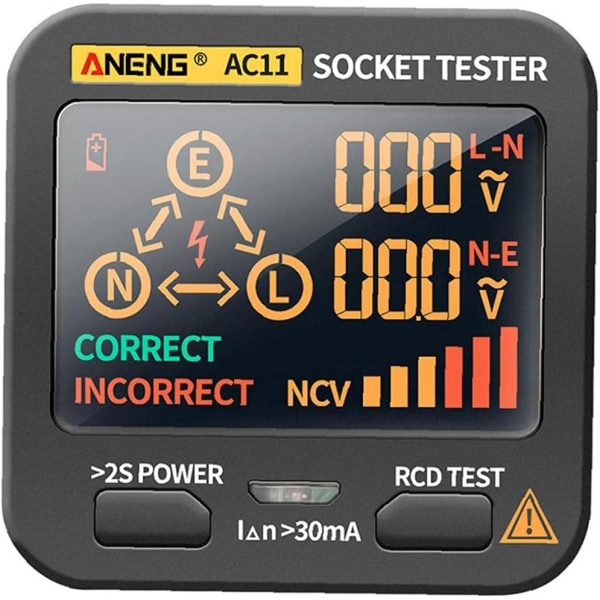 Digital Outlet Socket Tester，1st Multifunktionsdetektor Nätspänningsuttagsdetektor för ANENG AC11 Black Sunmostar