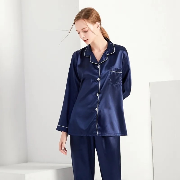 Kvinnors sidensatäng Pyjamas Pyjamasset Set Pijamas Pyjamasdräkt Sömn Tvådelat set dam Loungewear Plus Size