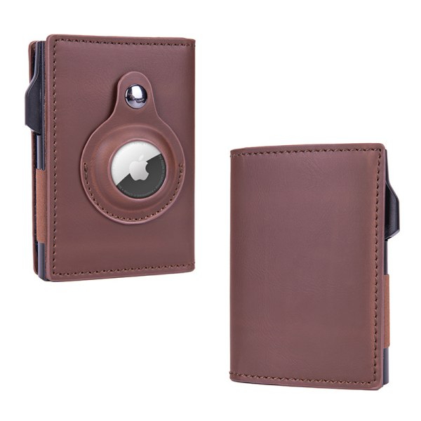 AirTag plånbok för kort och sedlar veganskt läder Mörkbrun Sunmostar