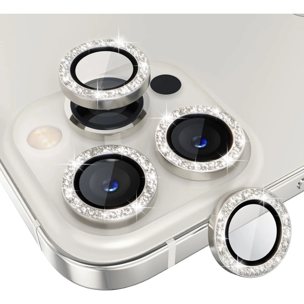 För iPhone 13 Pro/ iPhone 13 Pro Max kameralinsskydd Bling (silver, 3 st)