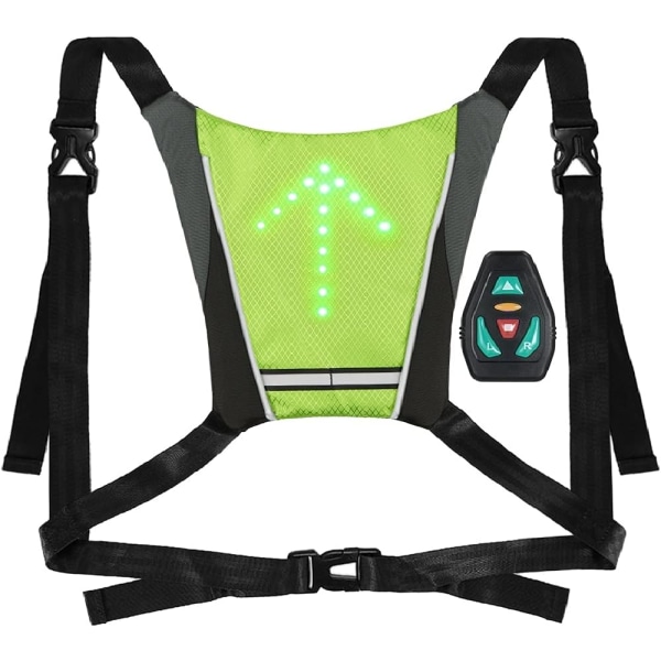 Cykelväst USB Uppladdningsbar reflekterande ryggsäck med LED blinkande fjärrkontroll Utomhus Sport Säkerhetsväska Utrustning för cykling Löpning Gå Jogging