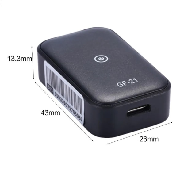 GF21 Mini GPS Real Time Car Tracker Anti-Lost Device Voice Control Recording Locator (svart, 1st)