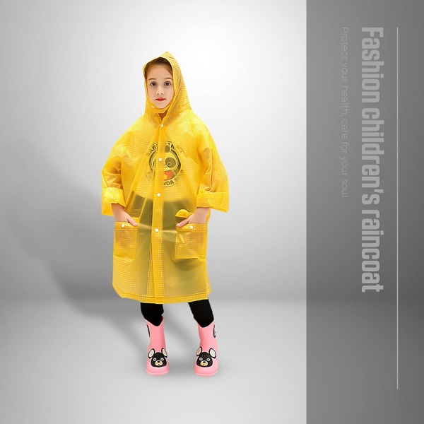 Triomphe Kids regnkappa, för flickor pojkar, lätt vattentät bärbar EVA regnponcho med huva, återanvändbar regnkappa för söta barn